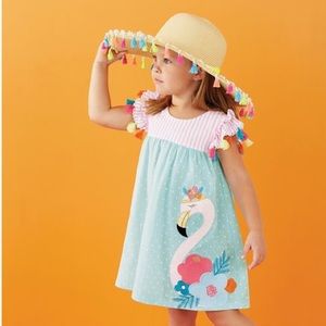 Mud pie flamingo appliqué tassel dress 🦩